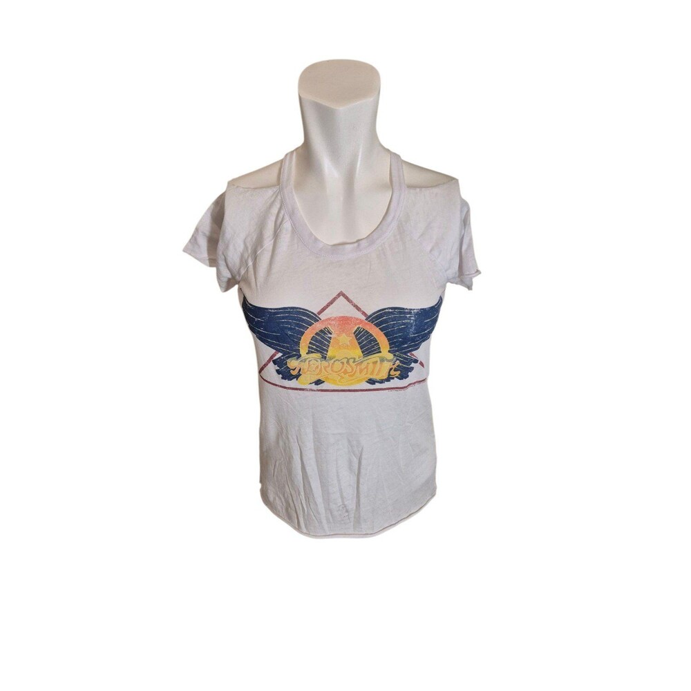 Chaser Aerosmith Graphic Tee Burnout Tshirt White Sz XS